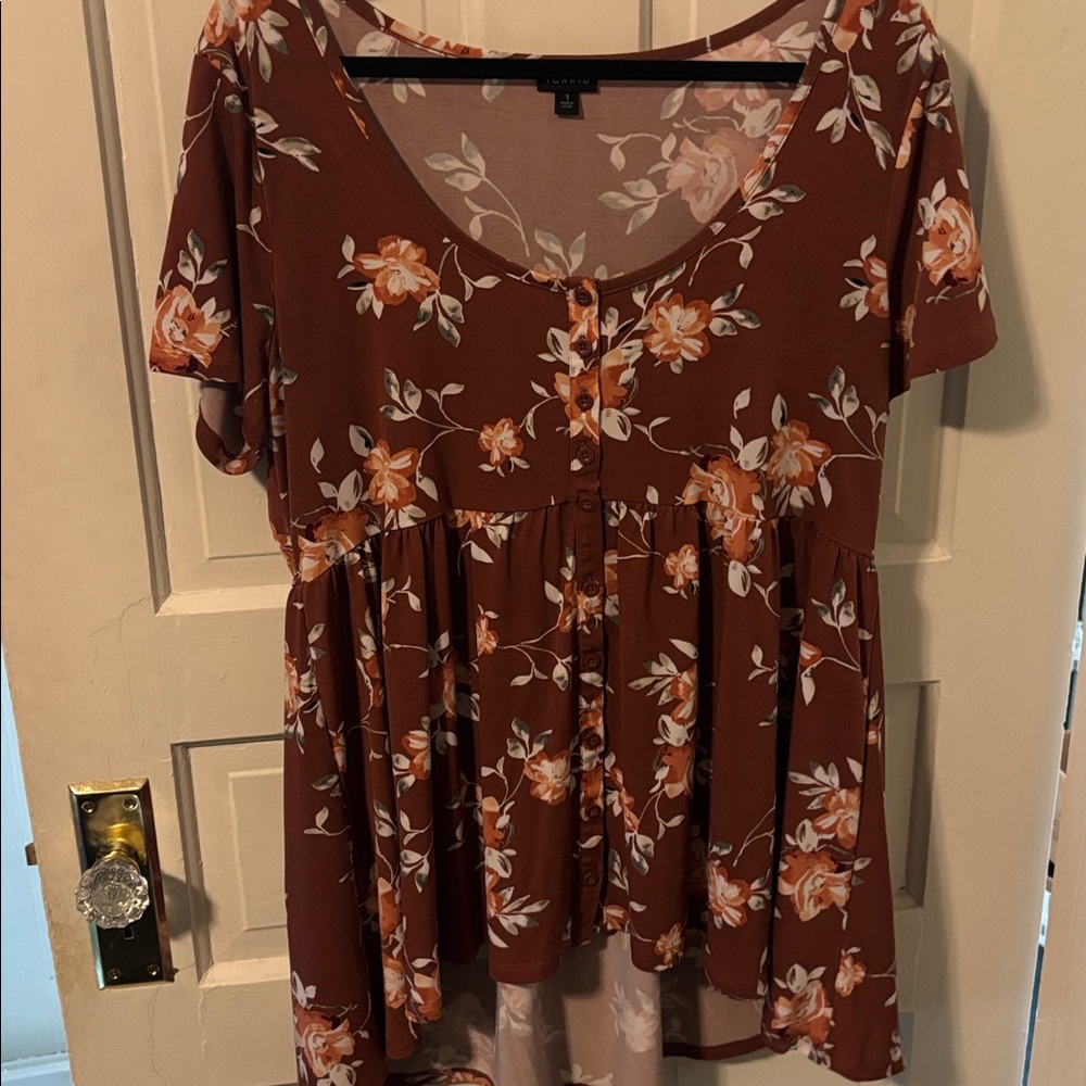 Torrid Brown Floral Top
